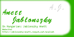 anett jablonszky business card